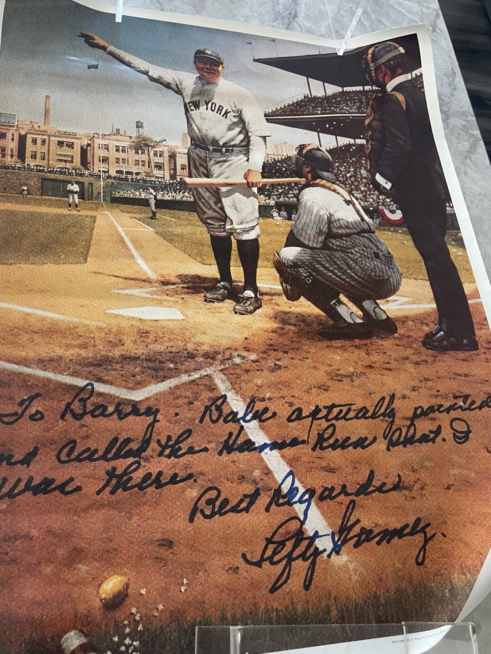 Babe Ruth Vintage Baseball Art Print in Brown and White -“The Called Shot”
